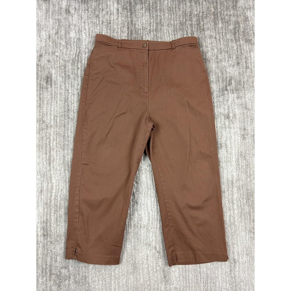 Mountain Lake Crop Pants Women 12 Brown High Rise Stretch Cotton Capris Straight